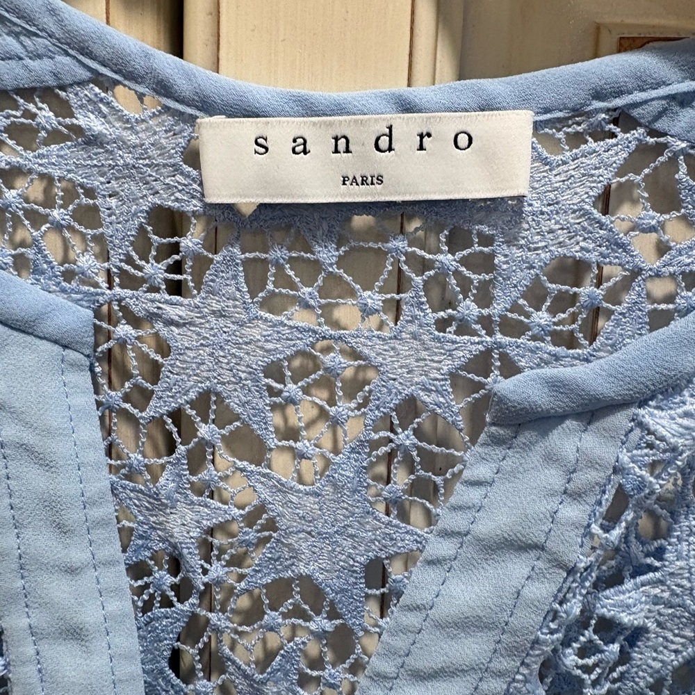 Sandro Pale Blue star Crochet Lace dress